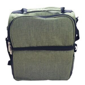 FineDine Insulated Green Lunch Bag with Shoulder Strap